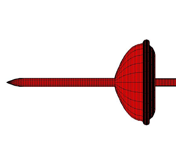 Near view of ogive-cylinder-decelerator