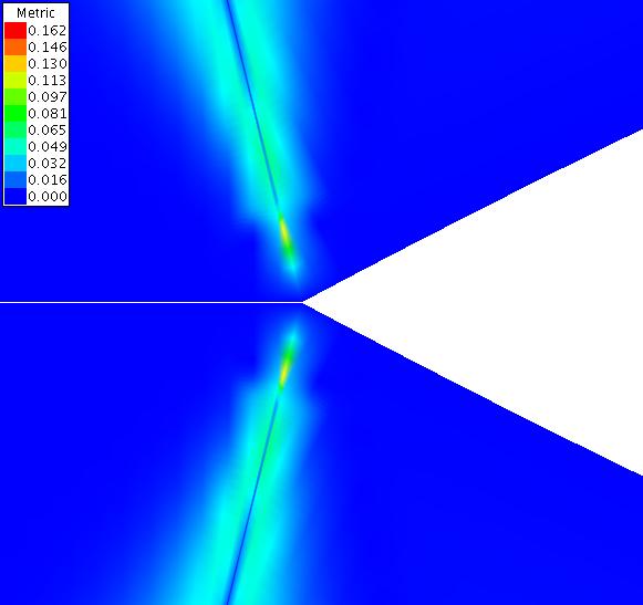 Metric in xi direction for zero offset