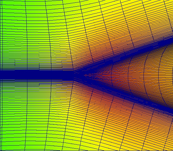 Pressure on the nose tip with grid.