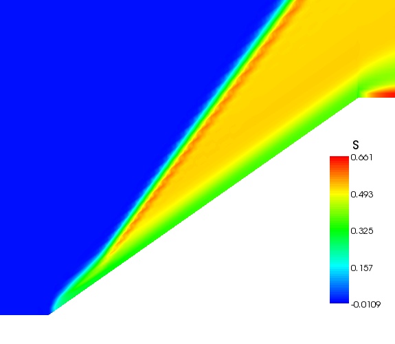 Entropy Contour from AT CFD for M=4.0 and a Half Angle of 35 Degrees
